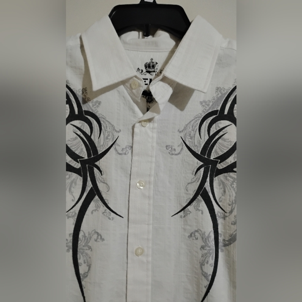 HELIX Button Shirt Mens Goth Streetwear Grunge Y2K Hip Hop Tribal - Picture 5 of 16